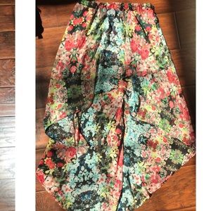 Floral high/low skirt